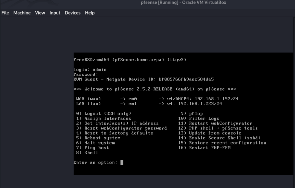 Login to pfSense